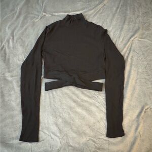 Ambiance Elegant Black High Neck Crop Top
#1322